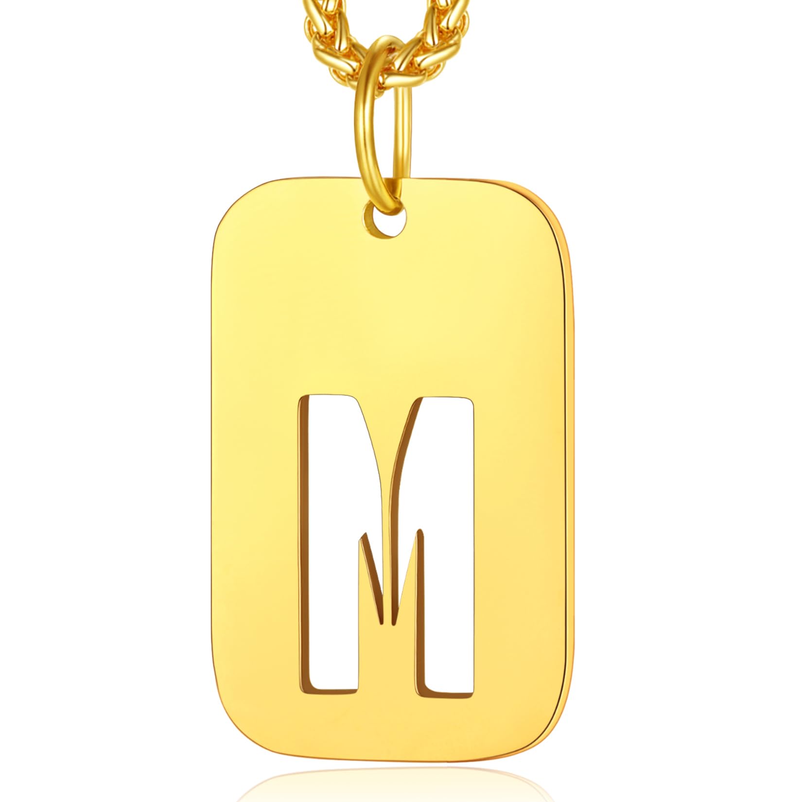 Dog Tag Chains for Men Name Necklace Gifts Jewellery Mens Necklaces Alphabet Necklace Gold Initial M Necklace