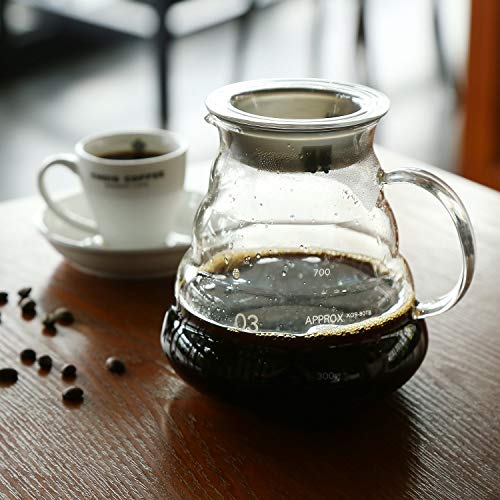 Heat Resistant Glass Hand Drip Coffee Pot Coffee Server Kettle Coffee Maker Teapot (800Ml)