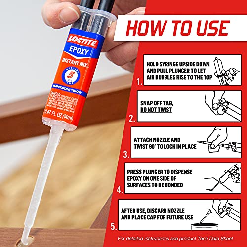 Loctite Epoxy Instant Mix 5 Minute, 0.47 fl. oz. Syringe (Pack of 6