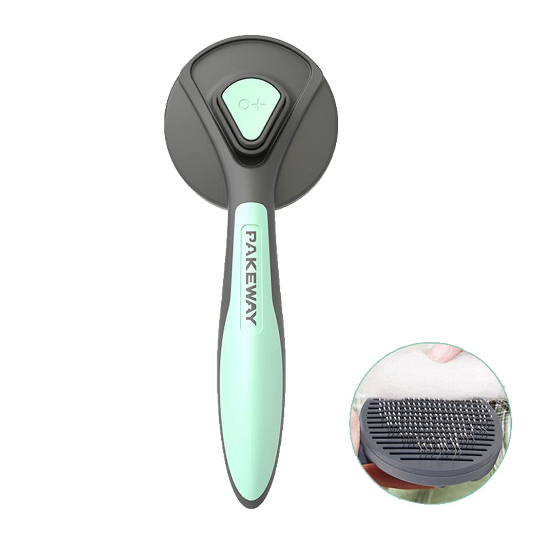 Abcsea 1 Piece Pet Grooming Brush for Dog and Cats, Pet Grooming Brush Deshedding, Pet Hair Removal Comb, Self Cleaning Pet Grooming Massage Brush, Green