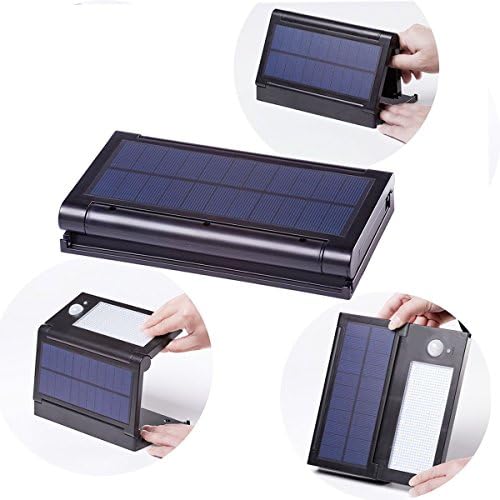 Aluvee Solar Fold Wall Light,1 Pack 50LED Fold Motion Sensor IP65 Waterproof Wall Lighting Outdoor Security Wireless Lighting Nightlight for Yard Wall Porch Patio Path Fence Garden Stair Fence