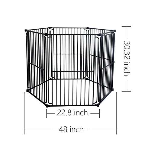 LEMKA Pet Dog Playpen Kennels, Pet Dog Exercise Playpen Pet Courtyard Kennel Foldable Steel Crate Wire Metal Cage 6 Panels - 48 inches - Thumbnail 3