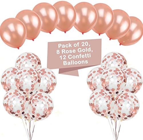 18 inch Large Confetti Rose Gold Balloons Decorations, Pack of 20 Latex Party Balloons for Birthday,Wedding,Bridal Shower,Baby Shower,Bachelorette Balloons Decorations