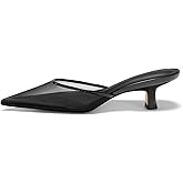 Coutgo Womens Kitten Low Heels Mules Closed Pointed Toe Pumps Slip On Backless Dress Shoes