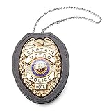 Clip on Leather Badge holder with Chain #2520TABK