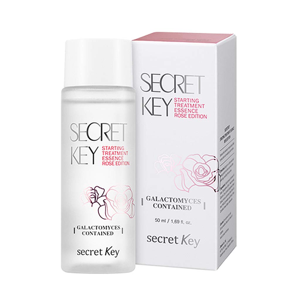 SECRET KEY Starting Treatment Essence Rose Edition 1.69 fl.oz. (50ml) - 94% Galactonyces Fermented Filtrate & Rose Flower Water, Anti-Wrikle & Moisturizing First Step Skin Care Essence, Paraben Free