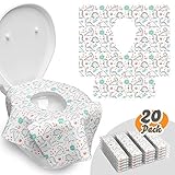 Toilet Seat Covers Disposable - 20 Pack - Waterproof, Ideal for Adults and Kids - Extra Large, Individually Wrapped for Travel, Toddlers Potty Training in Public Restrooms (Dinosaurs, 20)