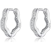 Reffeer Solid 925 Sterling Silver CZ Flower Hoop Earrings Huggie for Women Teen Girls Flower Shape Hoop Earrings
