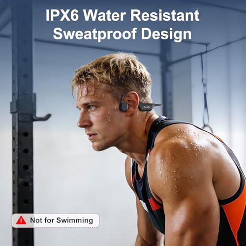 sunvito Audífonos de Conducción Ósea, Auriculares Inalámbricos Open-Ear Bluetooth 6.0 Deportivos con Micrófono, IPX6 Impermeable, 10H de Batería, para Correr y Ciclismo