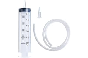 A AKRAF 300ml Syringe with Tube, Extra Large Plastic Syringes with Tubing for Glue Dispensing, Scientific Labs, Watering, Refilling