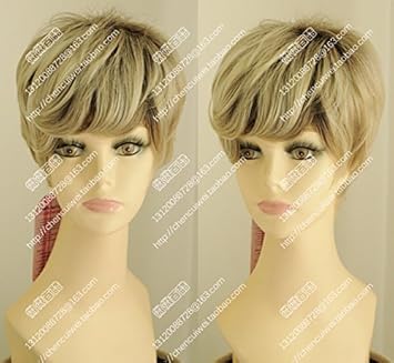 Amazon Com Custom Gray Short Hair Streaked Golden Wig Europe And