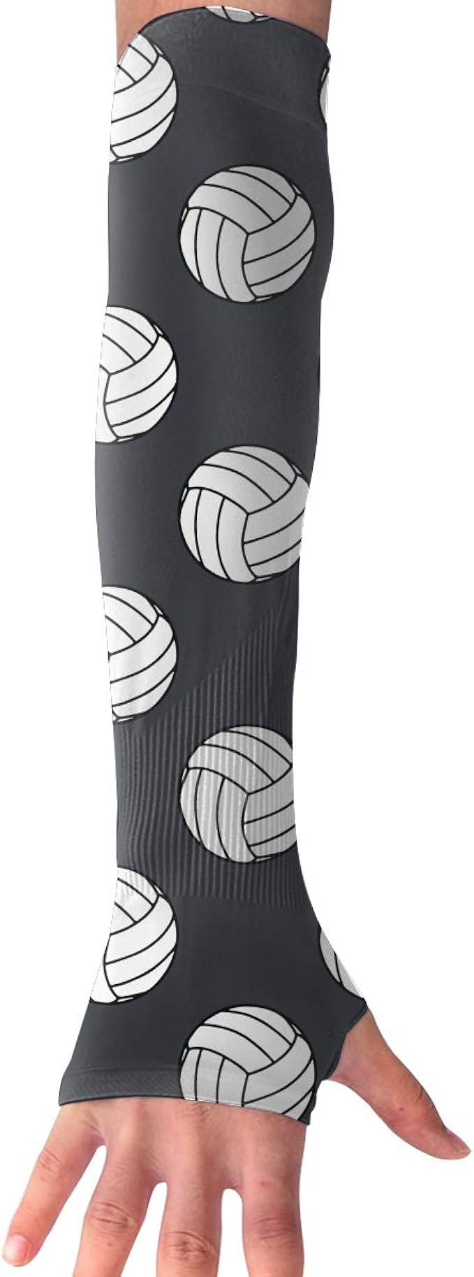 Outdoor Sun Protective Arm Sleeves Black And White Volleyball Balls