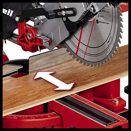 Einhell Zug-Kapp-Gehrungssäge TC-SM 2531/2 U (1900 W, 4.800 U/min, Ø254 x ø30 mm Sägeblatt, Laser, neigbarer Sägekopf… – Bild 4