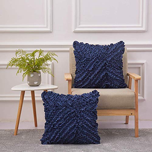 MoMA Decorative Throw Pillow Covers (Set of 2) - Pillow Cover Sham Cover - Navy Throw Pillow Cover - Decorative Sofa Throw Pillow Cover - Square Decorative Pillowcase - Navy - 20" x 20"