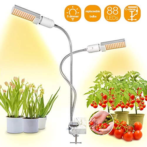 Bozily LED Grow Lights for Indoor Plants Full Spectrum,45W Dimmable Sunlike Plant Lights with Replace-able Bulbs,Professional Sunlight Grow Lamp for Seeds Starting Small House Plants Seedlings Growing