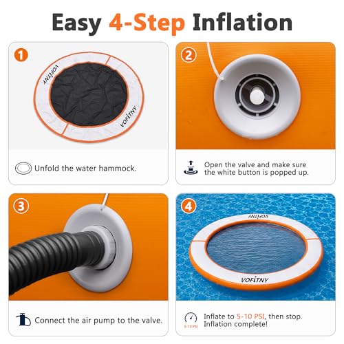 Inflatable Floating Dock Air Platform Multi-Person Swim Water Mat with Rope Ladder, None-Slip Surface for Pool Lake Beach