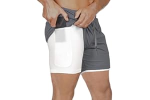 MECH-ENG Men's Workout Running 2 in 1 Shorts Training Gym 7" Short with Pockets