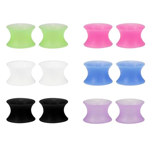 Crdifu 6 Paar Silikon Ohr Plug Tunnel Set Flesh Double Flared Ohrpiercing Expander Piercing Retainer 6-20mm