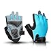 OZERO Fingerless Cycling Gloves for Men Women: Blue Mountain Bike Gloves for Riding | Workout | Motorcycle
