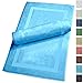 SALBAKOS 100% Turkish Cotton Bath Mat Set 2-Piece - 20x34 inch, Premium Quality Hotel & Spa Collection, Soft, Absorbent, Long Lasting, Durable Bathroom Rugs (Aqua, 2 Bath Mats)
