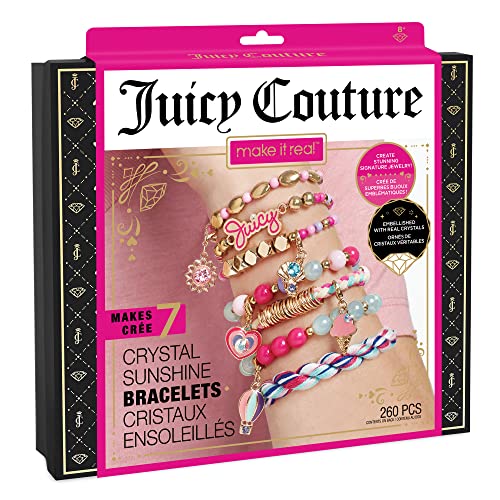 Make It Real – Juicy Couture Crystal Sunshine Bracelets - DIY Charm Bracelet Kit for Teen Girls - Jewelry Making Supplies with Beads and Charms with Swarovski Crystals