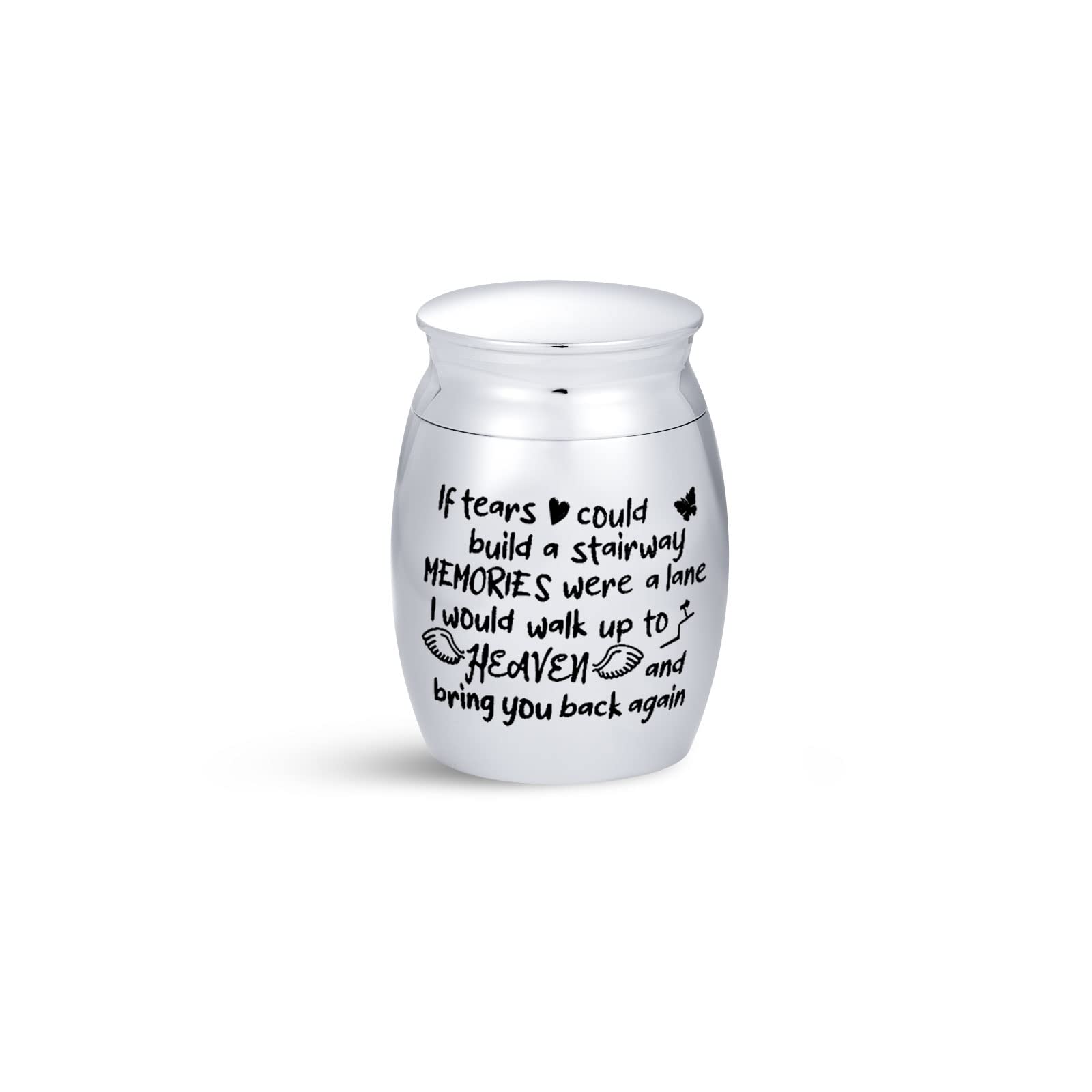 SBI Jewelry Angel Wings Love Family Small Urn for Human Ashes for Grandpa Mum Grandma Dad Mother Father Sister Brother Memorial Keepsake Cremation Urns for Ashes Walk Up To Heaven