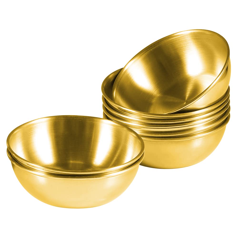 Photo 1 of Amytalk 8 Pack 3.5inch Stainless Steel Sauce Dishes Mini Individual Saucers Bowl Round Seasoning Dishes Sushi Dipping Bowl Appetizer Plates, Golden