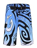 Nonwe Men's Quick Dry Wave Pattern with Mesh Lining Beach Shorts 1610820-34