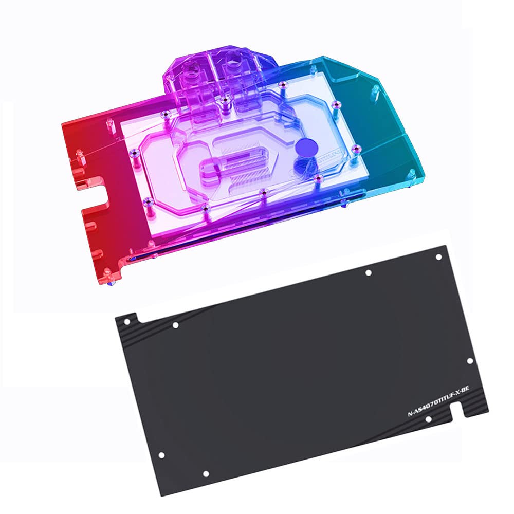Photo 1 of Copper GPU Water Cooling Block GPU Waterblock Graphics Card Water Cooling Block for Asus Tuf GeForce RTX 4070 Ti 12G Gaming (5V ARGB RBW Aura Effect LED Lights GPU Block with Backplate)