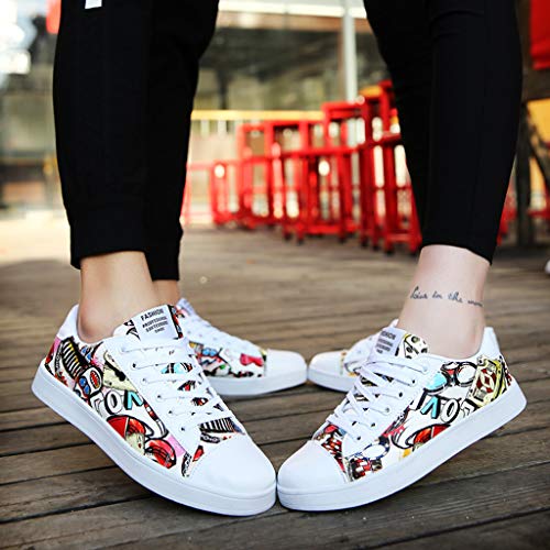 Leadmall Skateboarding Shoes - Men Women Fashion Colorful Print Flat Skater Sneakers - Teenager Casual Daily School Walking Shoes
