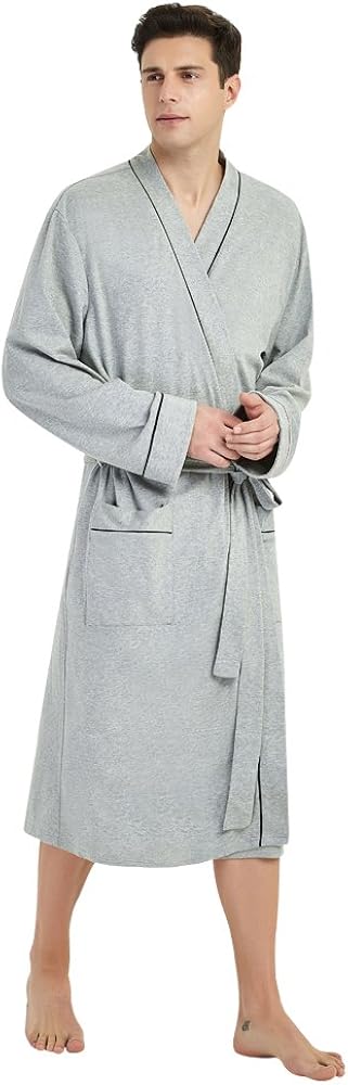 U2SKIIN Mens Cotton Robe Lightweight Knit Bathrobe at  Men’s Clothing store