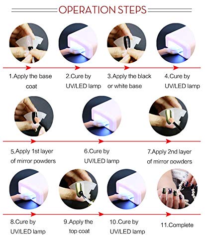 Jutao 8 Jars Holographic Nail Powder Mirror Effect Nail Art Powder for Women Metallic Chrome Nail Dipping Powder 8 Colors Manicure Pigment with 8 Pcs Eyeshadow Sticks