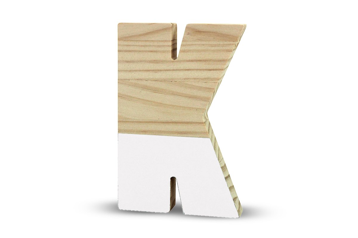 La Lluna La Lluna0208000-K Semilacquered Pine Letter K, White