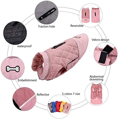Idepet Waterproof Dog Coat Winter Warm Jacket Vest,Windproof Snowsuit Dog Clothes Outfit Vest Pets Apparel for Small Medium Large Dogs with Harness Hole pink XS - Image 4