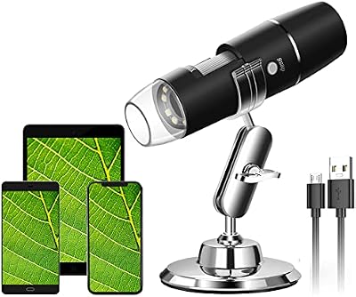 Microscope Numérique USB, 720P WiFi Endoscope Portable 50X-1000X avec Endoscope à 8 LED, Support en Métal pour Android iOS iPhone iPad