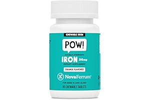 NovaFerrum Pow | Chewable Iron Supplement for Kids & Adults Ages 12 and Over | Anemia | 36mg of Iron | 90 Servings | Sugar Free | Vegan