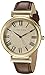 Anne Klein Women's AK/2136CRBN Gold-Tone and Brown Leather Strap Watch