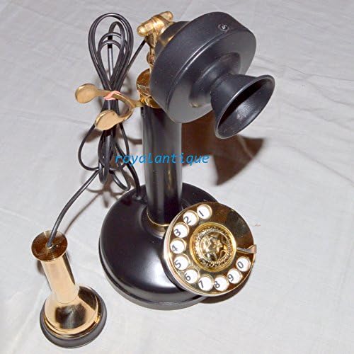 VICTORIAN STYLE BRASS RETRO DESK TELEPHONE ROTARY DIAL ANCIENT PRIMITIVE
