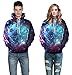 AMOMA Unisex Realistic 3D Digital Print Pullover Hoodie Hooded Sweatshirt(Large/X-Large,Galaxy)