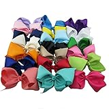 XIMA 20pcs 8inch baby Boutique Grosgrain Ribbon Hair Bows Clips for Baby girls Hair bows (With Alligator, Mixcolors)