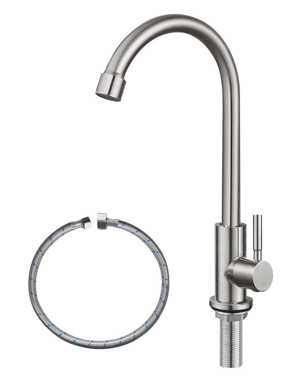 Cold Water Only Tap SUS304 Stainless Steel Tap for Kitchen Sink,Brushed Nickel Campervan Taps High Arc Single Handle (Brushed Nickel)