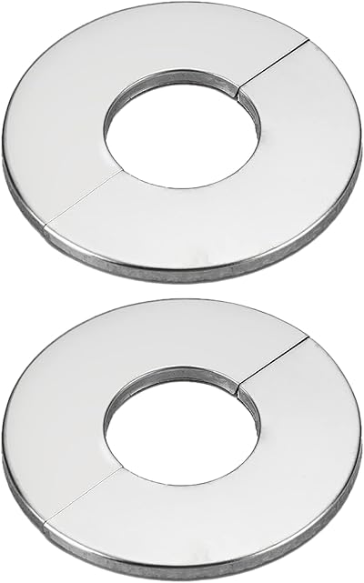 hifrom Chrome Split Flange Pipe Cover for 35mm Radiator Drain Pipes 2pcs