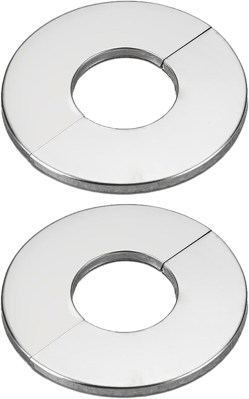 hifrom Chrome Split Flange Pipe Cover for 35mm Radiator Drain Pipes 2pcs