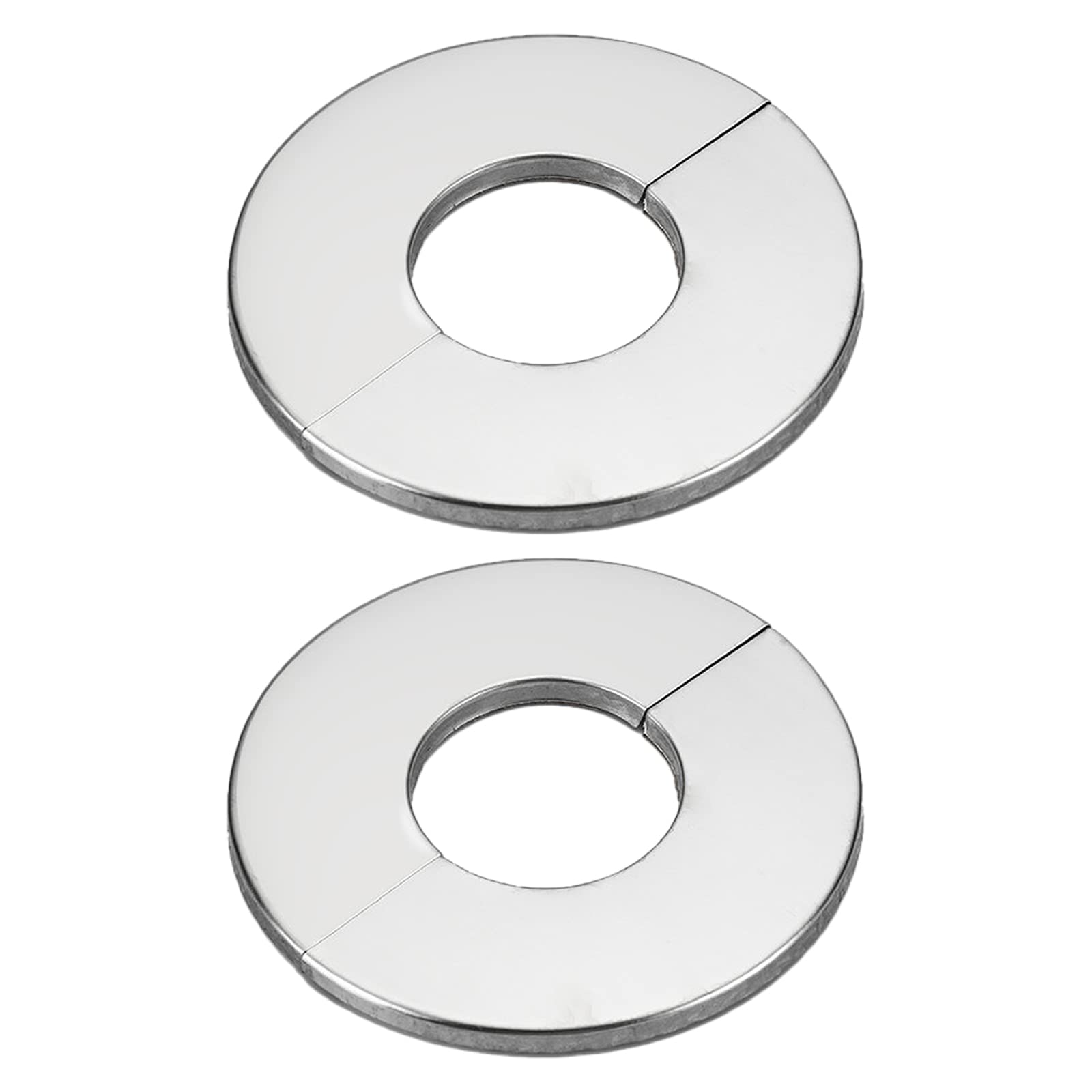 Wall Split Flange Pipe Covers Chrome, Drain Pipe Cover Pipe Snug Stainless Steel Round Escutcheon Plate for Diameter Pipe, 2Pcs Radiator Pipe Collars, Sliver (35mm)