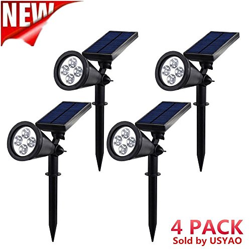 USYAO Garden Illumination Solar Spot Light, LED Light Source,Super Bright with 3 Modes Brightness,Angle Adjustment,Lighting Favor,Simple Beautiful Durable (Spot Light 004-4pcs)