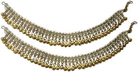Deco Junction Stylish White Stone Anklet with Ghungroo