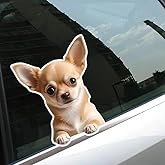 2pcs Adorable Chihuahua Peeking Car Stickers 4.53"x5.91", Waterproof Cartoon Dog Vinyl Decals, for Cars, Laptops, Trucks, Windows, and Walls, Decorative Exterior Accessories |#AZ224