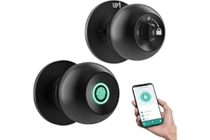 Generic Fingerprint Door Lock - Smart Door Knob with App Smart Lock for Bedroom Door - Keyless Entry - Type-C Port Emergency Charging, Biometric Lock Great for Room, Garage, Office, Apartment (Black)