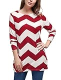 Allegra K Woman Zig-Zag Pattern Knitted Loose Tunic Shirt Red White M