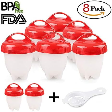 Egg Cooker 8 Pack Egg Poachers Egg Boiler - Hard Boiled Eggs without the Shell, BPA Free, Non Stick Silicone Egg Cups, AS SEEN ON TV, by MOOKZZ